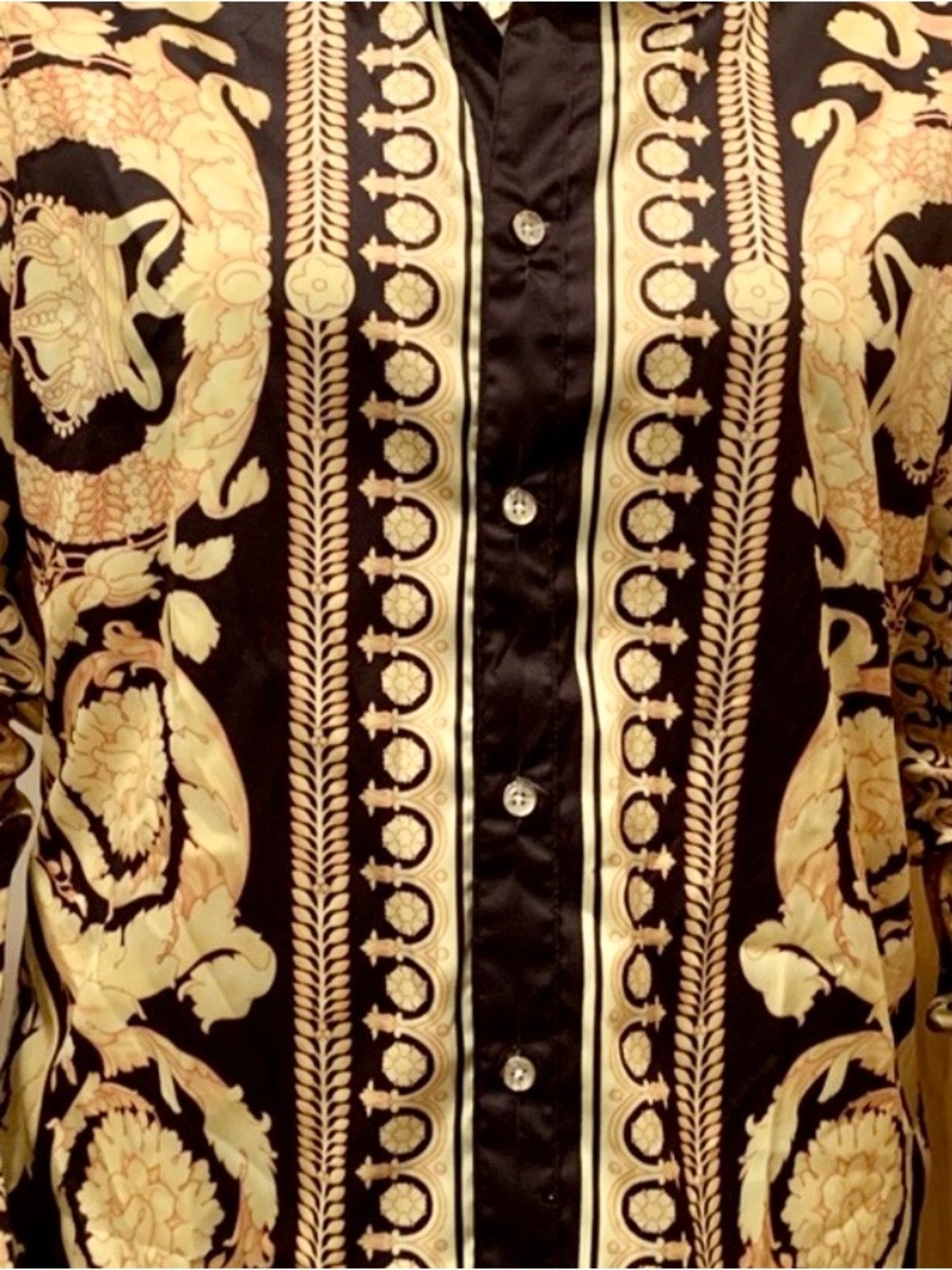 Black & Gold Baroque Print Dress Shirt - Men's NWT